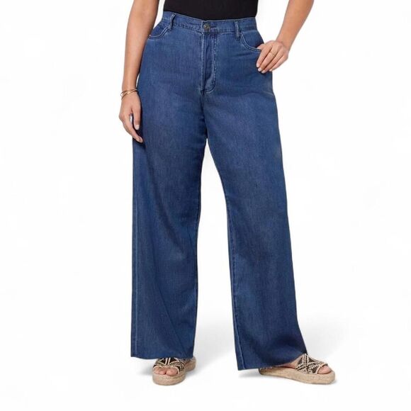 Kut from the Kloth Maggie Wide Drape Leg Dark Wash Jeans - Picture 1 of 7